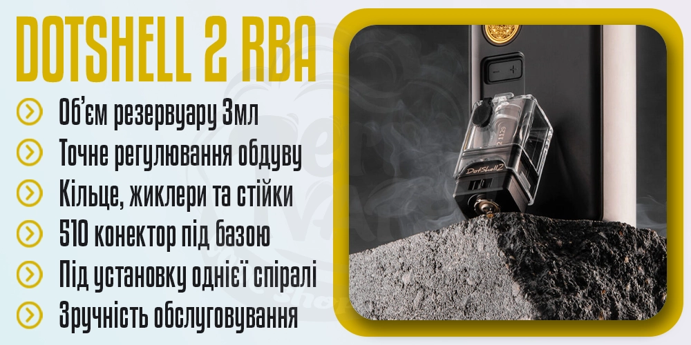 Основні параметри Atmizoo dotShell 2 RBA